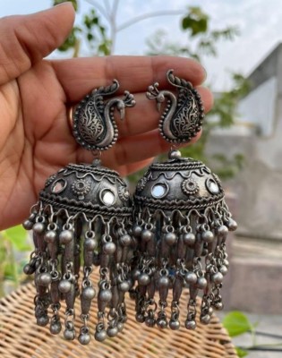 HELLAFASHION German Silver Jhumkis/ Gulmohar Jhumkas | Accessories Jewellery for Women Pearl German Silver, Alloy Jhumki Earring, Stud Earring, Drops & Danglers
