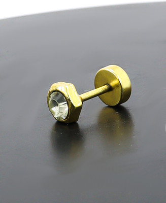 FIMBUL Men Crystal Studded Circular Stud Earring Crystal Brass Stud Earring