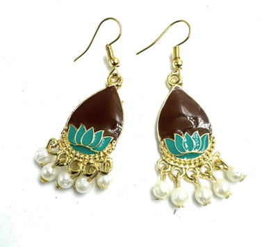 UWISH UW MEENAKARI DROP BROWN FUCHIA EARRING Alloy Drops & Danglers