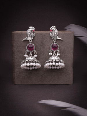 Alasca Silver Plated Earring for Women & Girls Diamond Brass Drops & Danglers