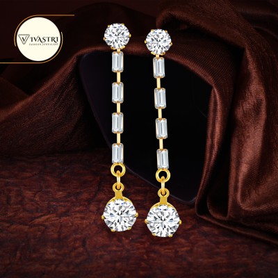VIVASTRI Thread Drop Beautiful Earrings Elite Fancy Gold Plated for Women and Girls Cubic Zirconia Alloy Drops & Danglers