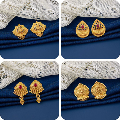 LALA LUXURY bestseller Combo of 4 Traditional Brass Earring Set