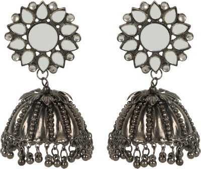 Nirvani Mirror Jhumka earring for women and girl's German Silver Jhumki Earring, Stud Earring