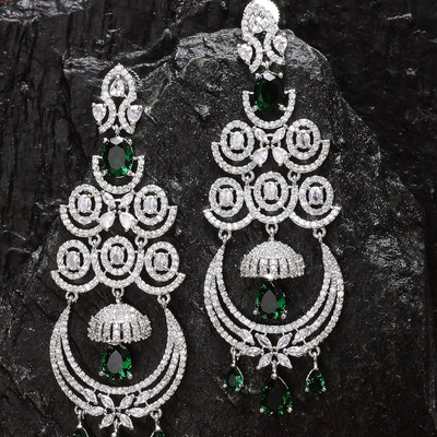RANITCEATION American Diamond Premium Crystal Alloy Stud Earring Cubic Zirconia Alloy Chandbali Earring, Stud Earring, Plug Earring, Cuff Earring, Drops & Danglers