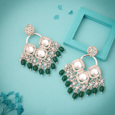 Meira Jewellery Pack of 1 Gold Earring for Women & Girls heavy earrings for wedding Pearl, Diamond Brass Drops & Danglers