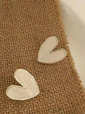 VAGHBHATT Enamelled Heart Shaped Stud Korean Earrings Alloy, Enamel Stud Earring Enamel Stud Earring