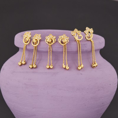 predzthing Dhrumit Enterprise Gold Plated Combo of 3 Tassel Earrings women and Girls Diamond Brass Drops & Danglers