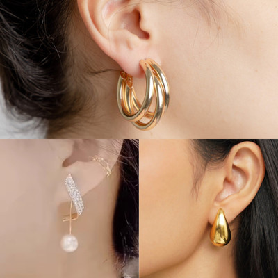 NAYOKAA Vibrant Gemstone & Pearl Earrings Combo Alloy Earring Set