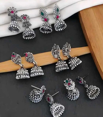 DANGAR ENTERPRISE Unique Design Oxidised Silver Earring Jumkhi Diamond Brass Jhumki Earring
