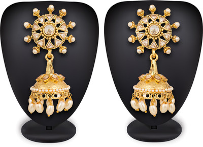 AADITA Gold Plated Stylish Fancy Partywear Dangler Pearl Jhumkhi Diamond Alloy Jhumki Earring