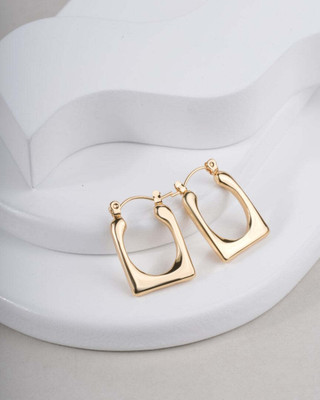 GlanzReich Trendy Square Hoop Earrings for Women & Girls Steel Hoop Earring