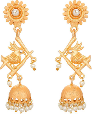 AADITA Stylish Trendy Designer Latest Ethnic Party Wear Diamond, Pearl Alloy Jhumki Earring
