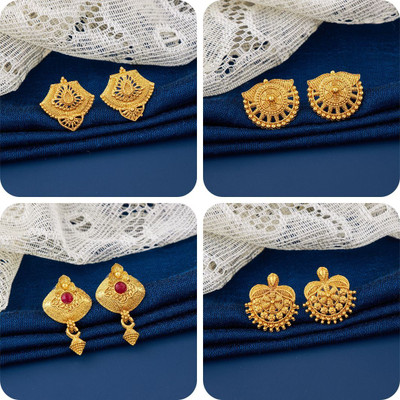 LALA LUXURY bestseller Combo of 4 Traditional Brass Earring Set
