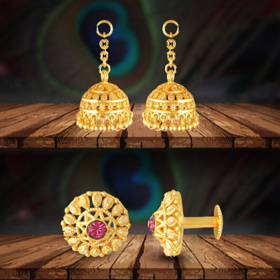 VIVASTRI Everyday wear Gold plated Jhumki & Stud Earring for Women and Girls Cubic Zirconia Alloy Jhumki Earring, Stud Earring