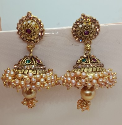 Misba Premium Collections Traditional Moti Latkan Beaded Jhumka Earrings Beads Alloy Jhumki Earring