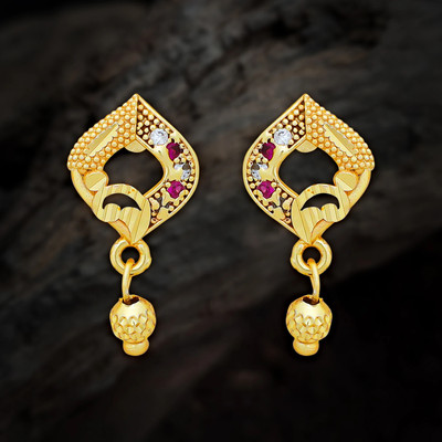 LUV FASHION Traditional Micron Plated South Screw Back CZ Stud Earrings For Women Cubic Zirconia Brass Stud Earring