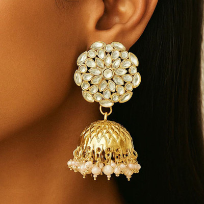 UnfoldSelf Traditional Golden Jhumka Earrings Alloy Jhumki Earring