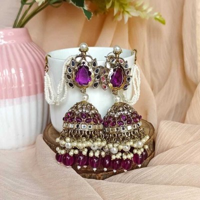 Yuzi Jewells PEARL STUDDED TRADITIONAL JHUMKHA EARRINGS FOR WOMEN Pearl Alloy Jhumki Earring