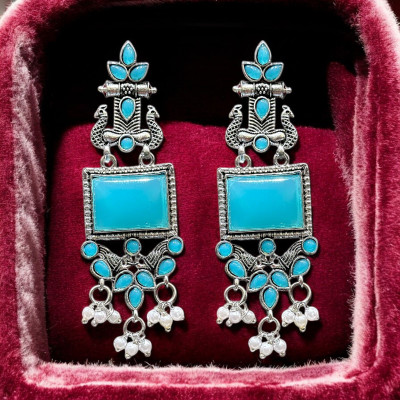 Antico Jaipuri Silver Oxidised Jhumka Earrings for Girls and Women. Beads Alloy Jhumki Earring, Drops & Danglers, Chandbali Earring