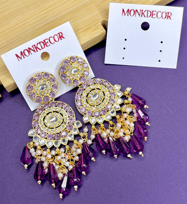 MONKDECOR Golden Eclipse Dangler Earring For Girls & Women Alloy Drops & Danglers