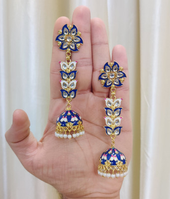 JEWERICHE IMITATION Meenakari D2-Blue, Beautiful Design Meenakari Jhumka Earring Alloy Jhumki Earring