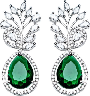 Moonron American Diamond Glittering Drop Earrings For Girls and Women Cubic Zirconia Alloy Chandbali Earring, Stud Earring, Plug Earring, Cuff Earring, Drops & Danglers