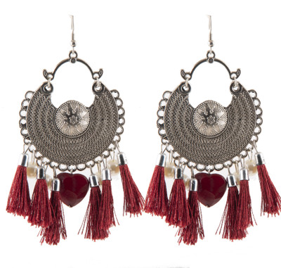Jamleen Gallery Maroon Tassel Earrings for Women's Alloy Drops & Danglers