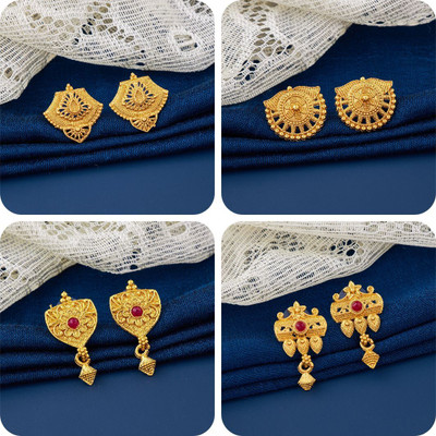 LALA LUXURY bestseller Combo of 4 Traditional Brass Earring Set