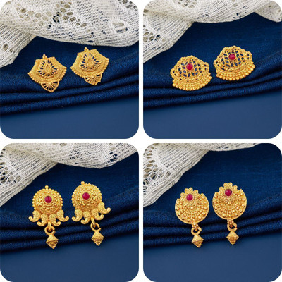 LALA LUXURY bestseller Combo of 4 Traditional Brass Earring Set
