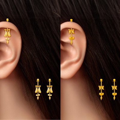 Drashti Collection Traditional Maharashtrian Look Bugadi Earrings For Women And Girls Pack Of 2 Brass Ear Thread