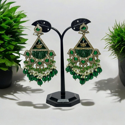 reshus jewell chandbali earrings for women | chandbali earrings gold | black long chandbali | Beads Alloy Chandbali Earring
