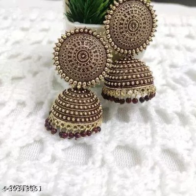 KRITVI ENTERPRISES KE ROUND MAROON JUMKA Alloy Jhumki Earring