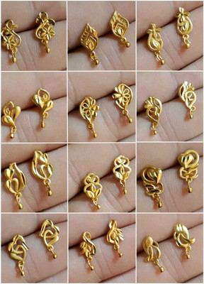 Lady Raiment Brass Gold-plated Stud Earrings For Women Girls (Pack Of 12) Earring Set Brass Earring Set, Stud Earring