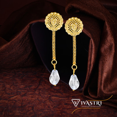 VIVASTRI Removable Stud & Drop Combo Earring -( 1 Pair Stud,1 Pair Crystal Chain) Cubic Zirconia Alloy Drops & Danglers