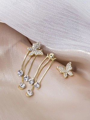 polluxcraft Korean Earrings for girl and women /gold plated butterfly earrings Zircon Alloy Drops & Danglers