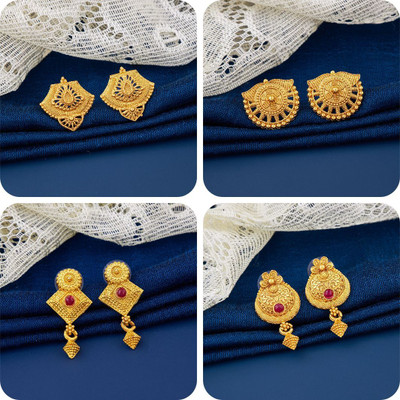 LALA LUXURY bestseller Combo of 4 Traditional Brass Earring Set