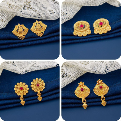 LALA LUXURY bestseller Combo of 4 Traditional Brass Earring Set