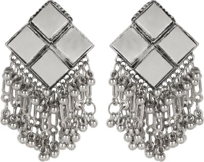 Nirvani Mirror earring for women and girl's German Silver Chandbali Earring, Drops & Danglers