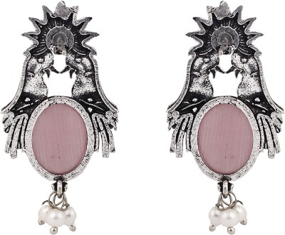sunhari jewels OX Pink Bird with Sun Design Alloy Earring Set