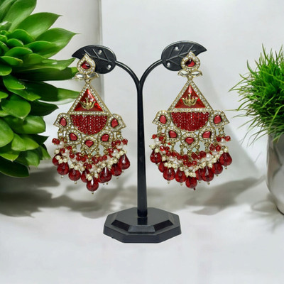 reshus jewell chandbali earrings for women | chandbali earrings gold | black long chandbali | Beads Alloy Chandbali Earring