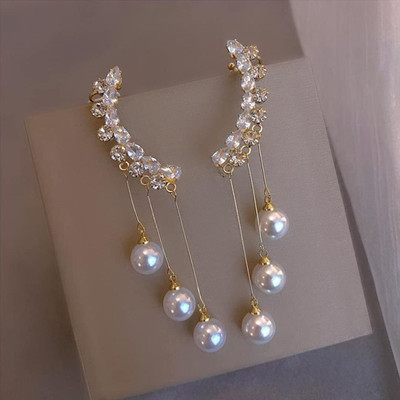 Devisha Trinkets Stylish Fashionable Latest Pearl Multi Strings Ear Cuffs Earrings Jewellery Alloy Cuff Earring