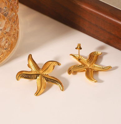 BLINGEE Korean Earrings For Women Girls Stylish Anti tarnish Starfish Studs Non Fading Stainless Steel Earring Set, Stud Earring