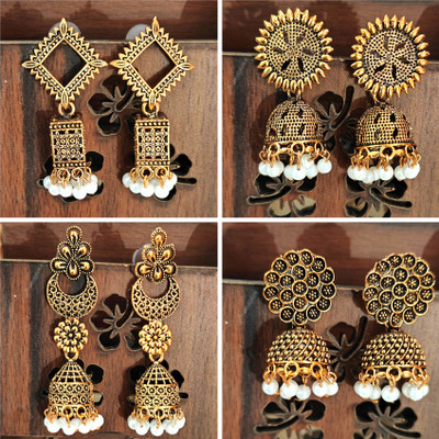 Pearl Brass Jhumki Earring, Drops & Danglers