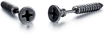 YELLOW CHIMES Screw Craft 316L Stainless Steel Stud Earrings Metal Stud Earring