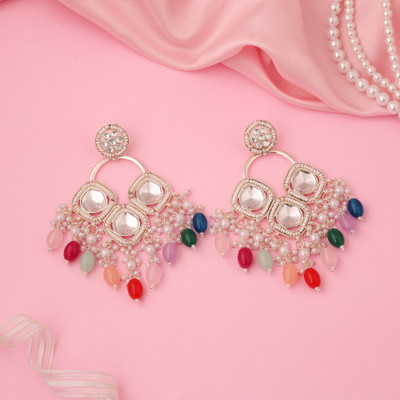 Meira Jewellery Pack of 1 Gold Earring for Women & Girls heavy earrings for wedding Pearl, Diamond Brass Drops & Danglers