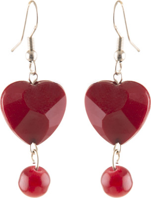 Jamleen Gallery Maroon Heart Drop Earrings Jhumki Earrings Oxidised for Women and Girls Alloy Drops & Danglers
