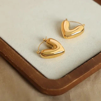 Lady Raiment Anti-Tarnish Gold Plated Trending Party Wear Heart Shape Earrings for women Stainless Steel Hoop Earring