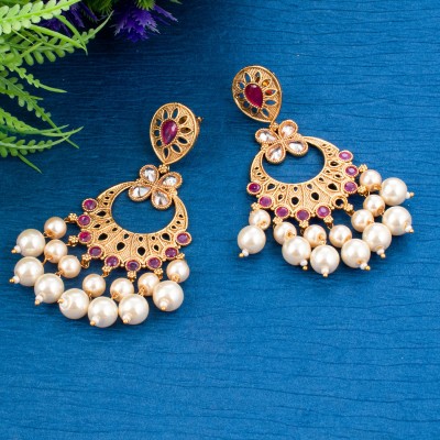 Shostopper by Sukkhi Sukkhi Magnificent Gold Plated Drop Earring For Women Pearl Alloy Drops & Danglers