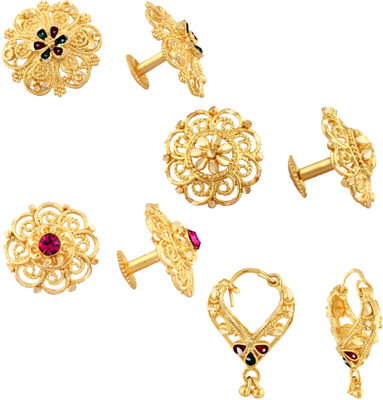 VIGHNAHARTA Vighnaharta Golden Alloy Stud Earrings Combo Set(4 Pair Earrings ) Cubic Zirconia Alloy Stud Earring