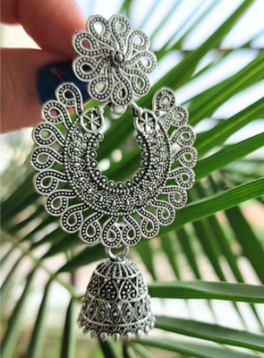 OXIDISED SILVER EARRINGS,JHUMKA (1 PAIR),RAKHI GIFT,WEDDING Alloy Earring Set, Jhumki Earring